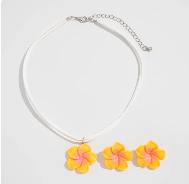 Blumen Halskette und Ohrringe