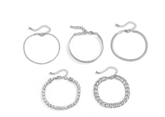Elegante Silberarmband-Set 5er Pack