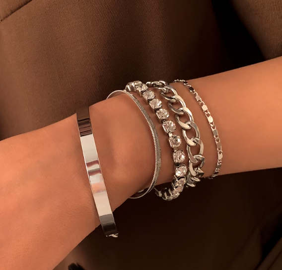 Elegante Silberarmband-Set 5er Pack