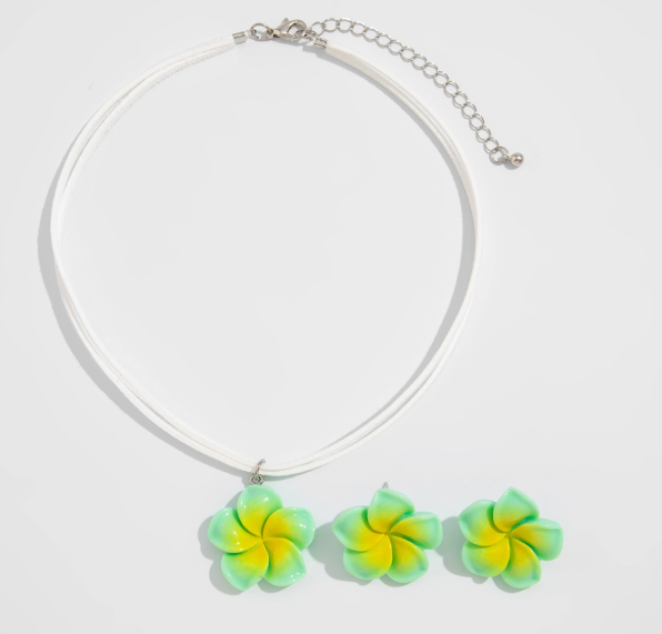 Blumen Halskette und Ohrringe